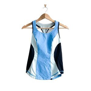 Lululemon Athletica Women Racerback Cardio Kick Tank Top Blue Black Size 6